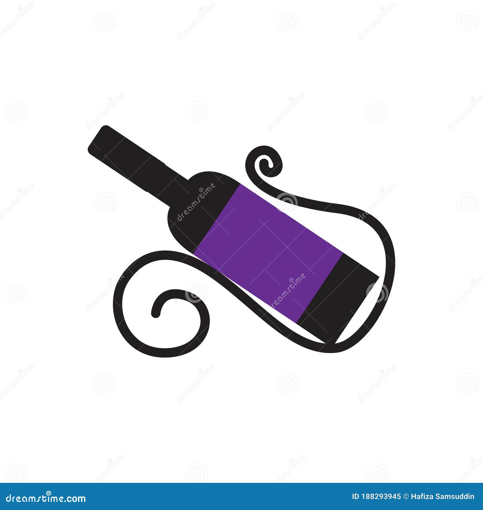 Wine Bottle in Holder. Vector Illustration Decorative Design Stock