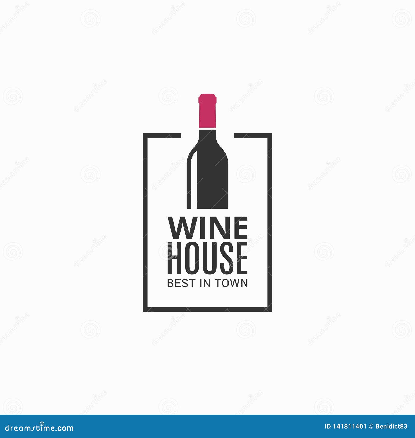 Wine Bottle Logo. Winehouse Icon on Black Stock Vector Illustration