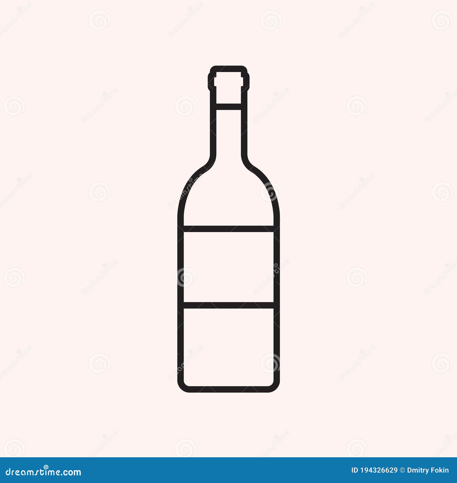 Wine Bottle Outline Icon in Flat Design Style. Vector Illustration