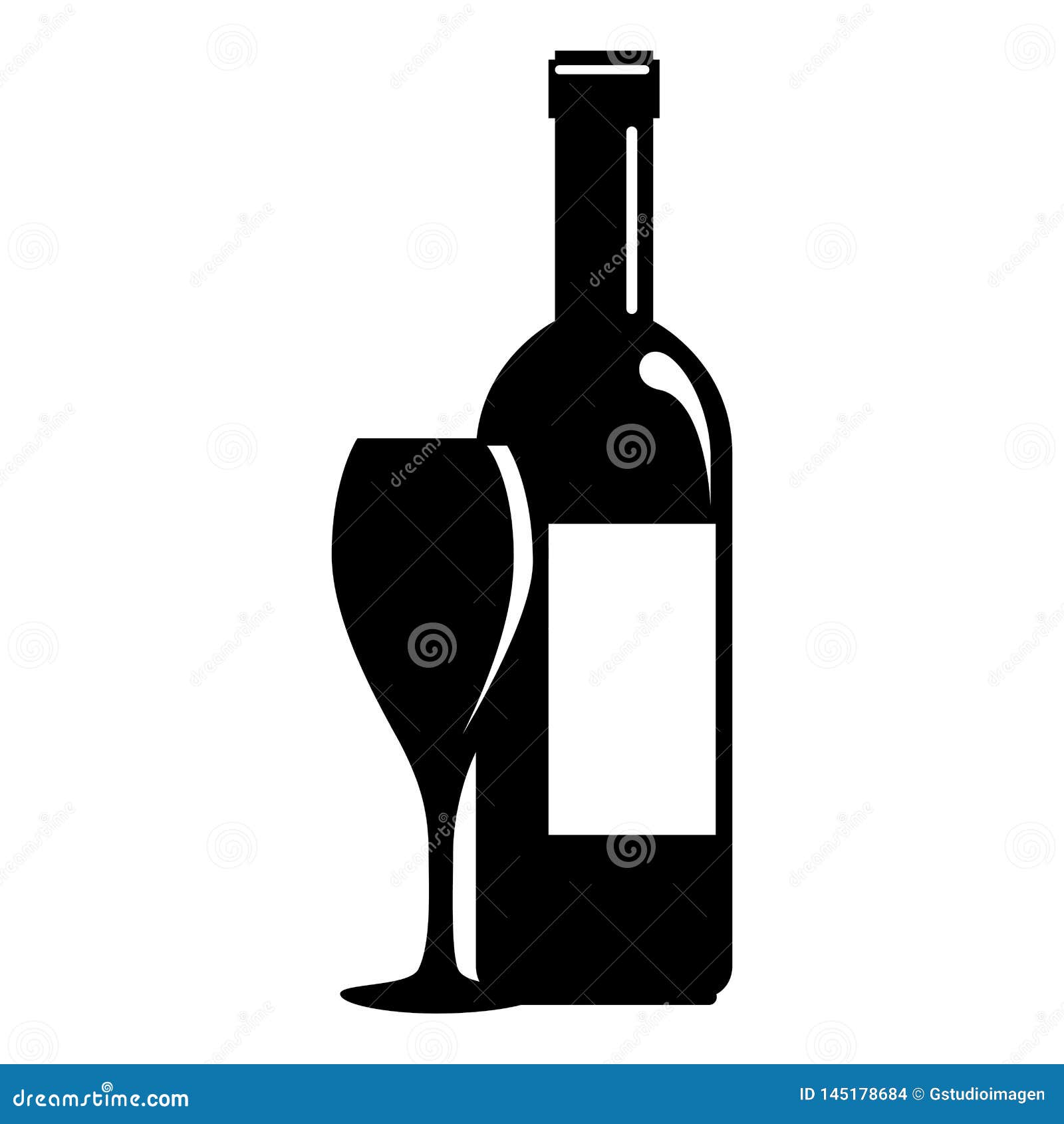 Wine Bottle Silhouette with Cup Stock Vector Illustration of holiday