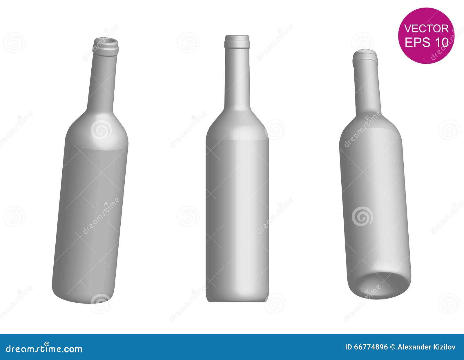Wine Bottle Template. 3D. Vector Illustration. EPS10 Stock Vector