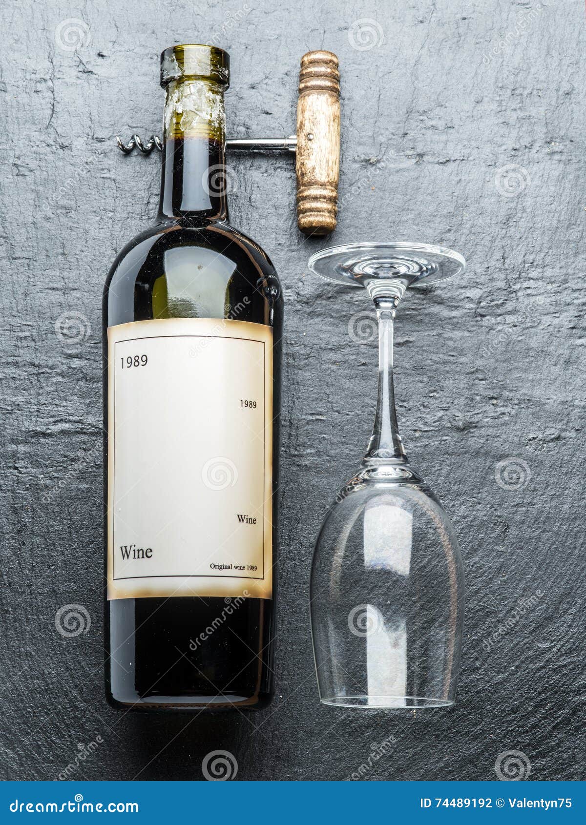 Wine Bottle, Wine Glass and Corkscrew . Stock Photo Image of drink