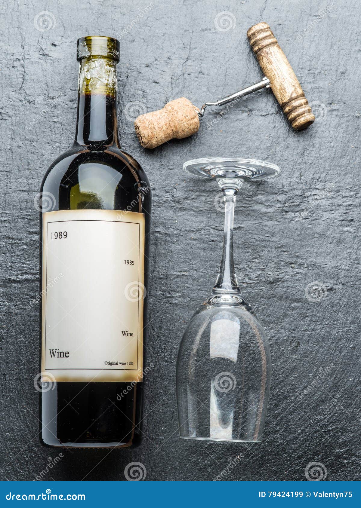 Wine Bottle, Wine Glass and Corkscrew. Stock Image Image of winery