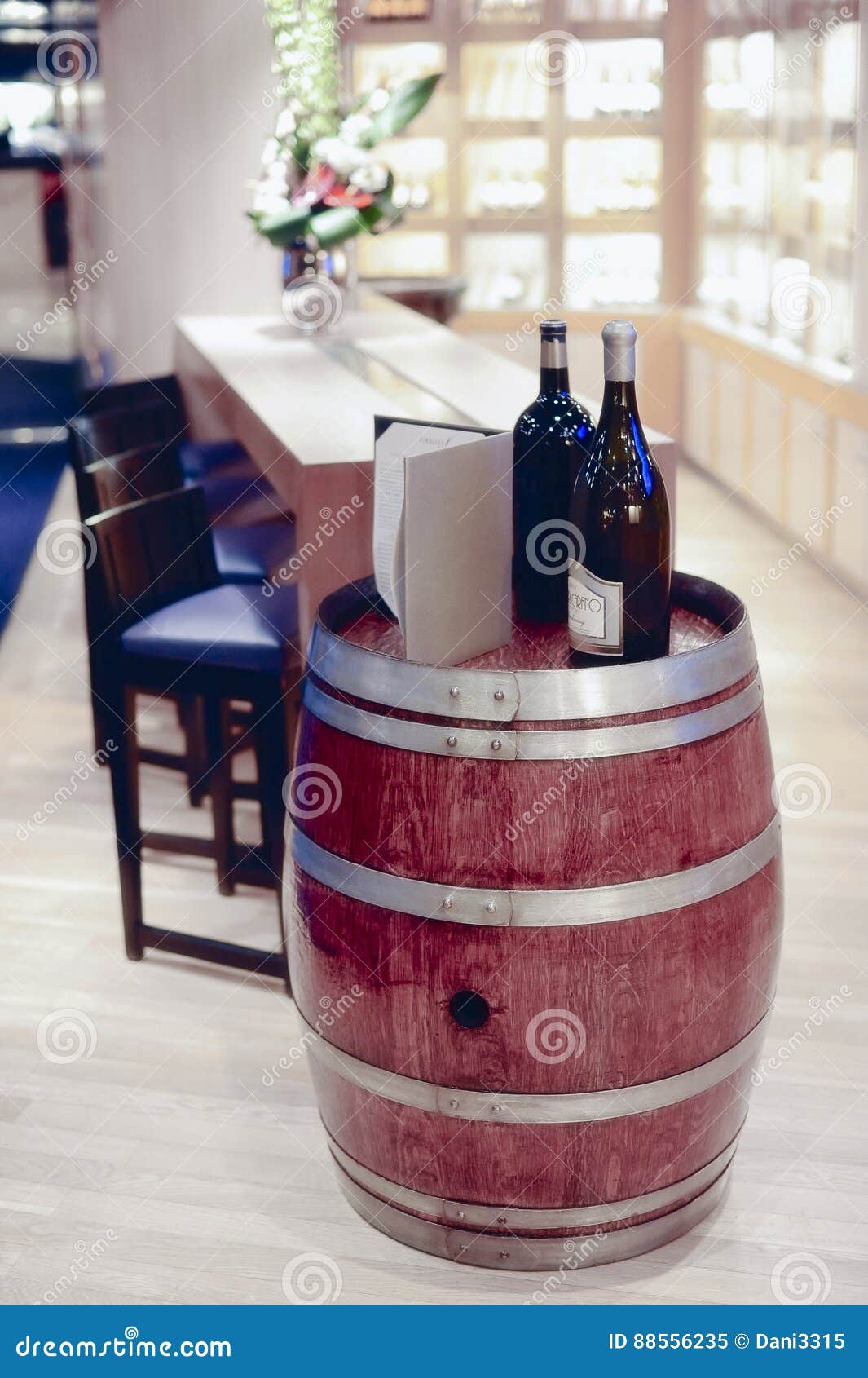 Wine Bottles and Barrel in Winery Cellar Shop Editorial Image Image