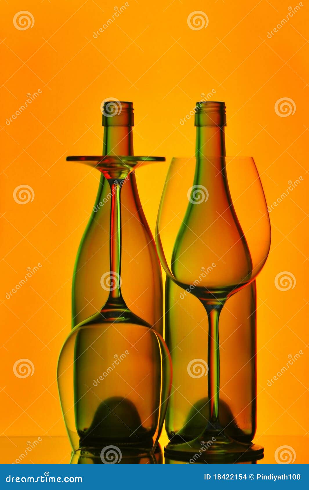 Wine bottles and glasses stock photo. Image of drink 18422154