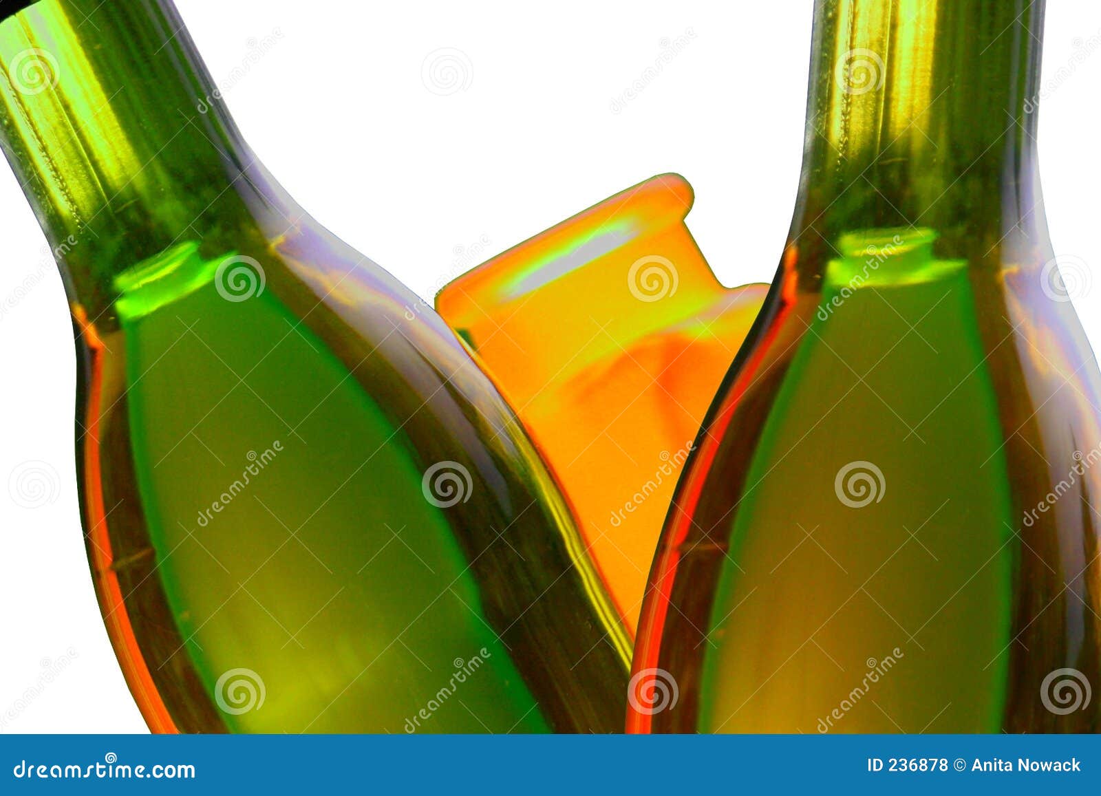 Wine Bottles and Reflections. Isolated. Stock Photo Image of tasting