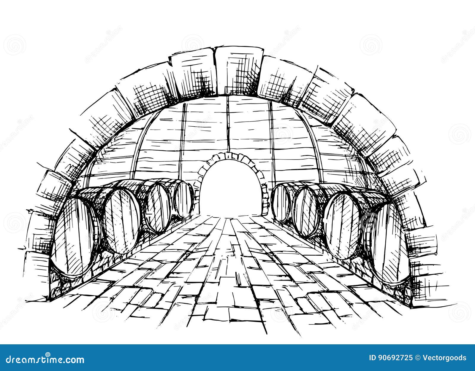 Wine cellar with barrels stock vector. Illustration of element 90692725
