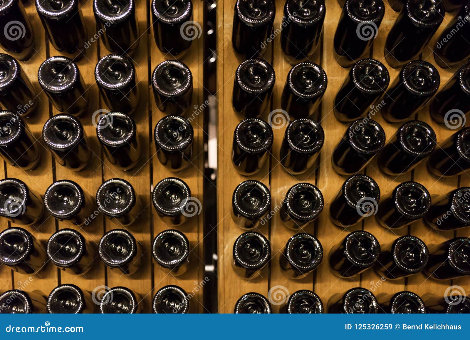 Wine or Champagne Bottles Stored in the Wine Cellar Stock Image Image