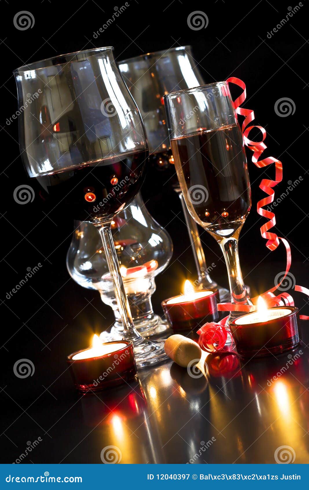 Wine and champagne glasses stock image. Image of color 12040397