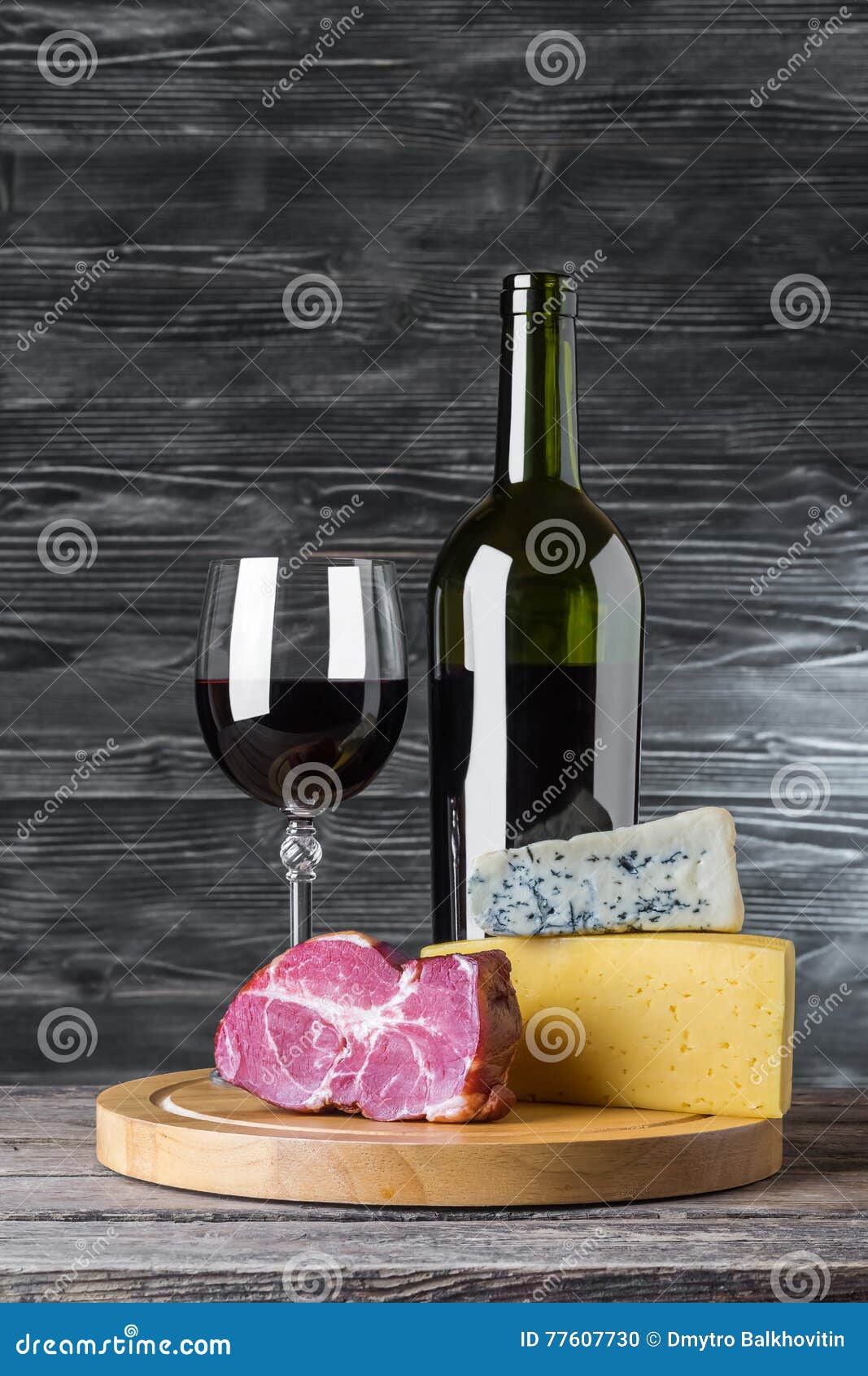 Wine, Cheese and Meat stock photo. Image of filet, protein 77607730