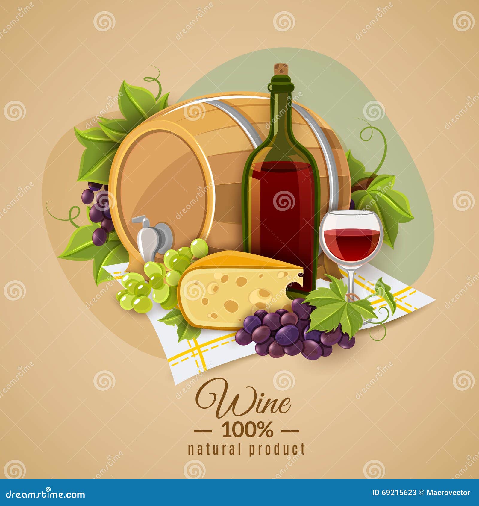 Wine and Cheese Poster stock illustration. Illustration of aperitif