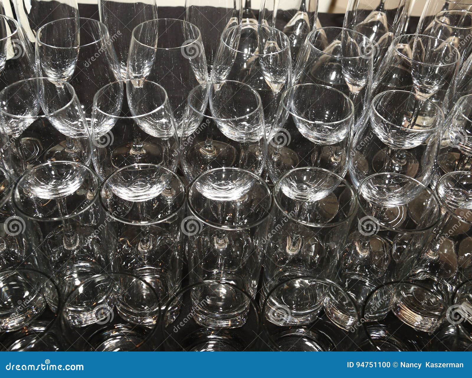 Wine and Cocktail Glasses on Black Tablecloth Stock Photo Image of