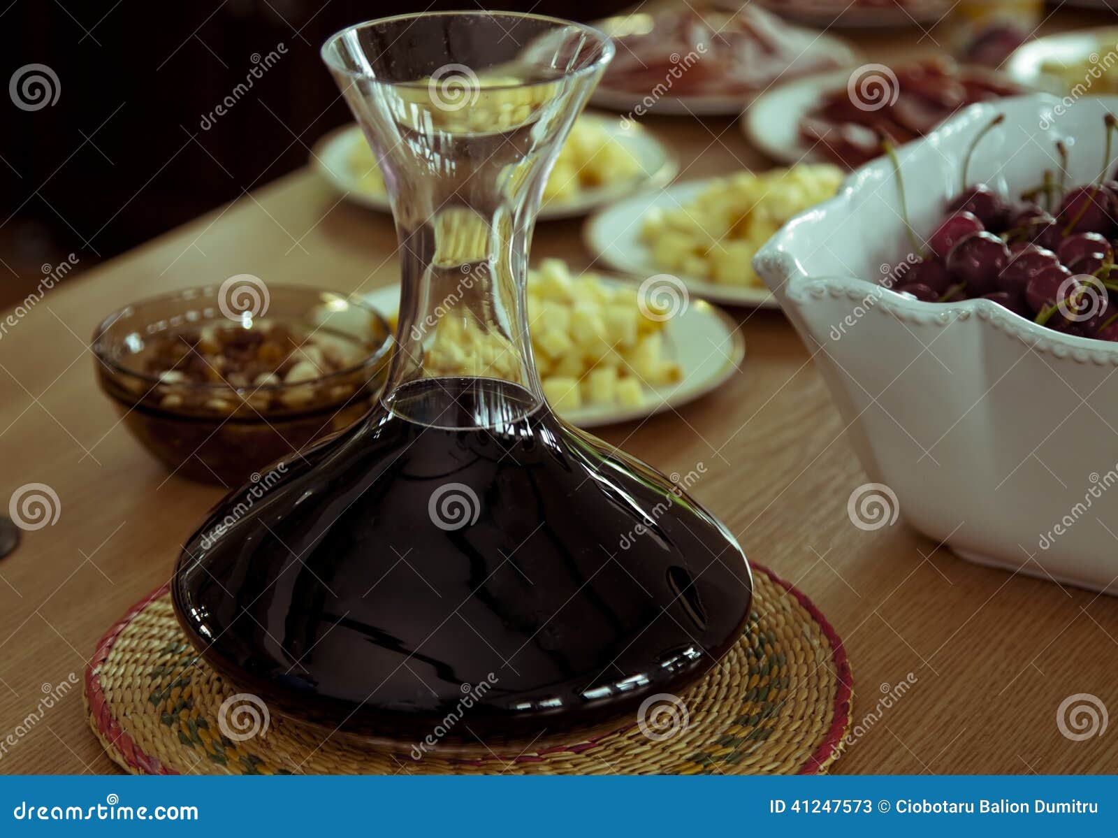 Wine decanter for tasting stock image. Image of cherry 41247573