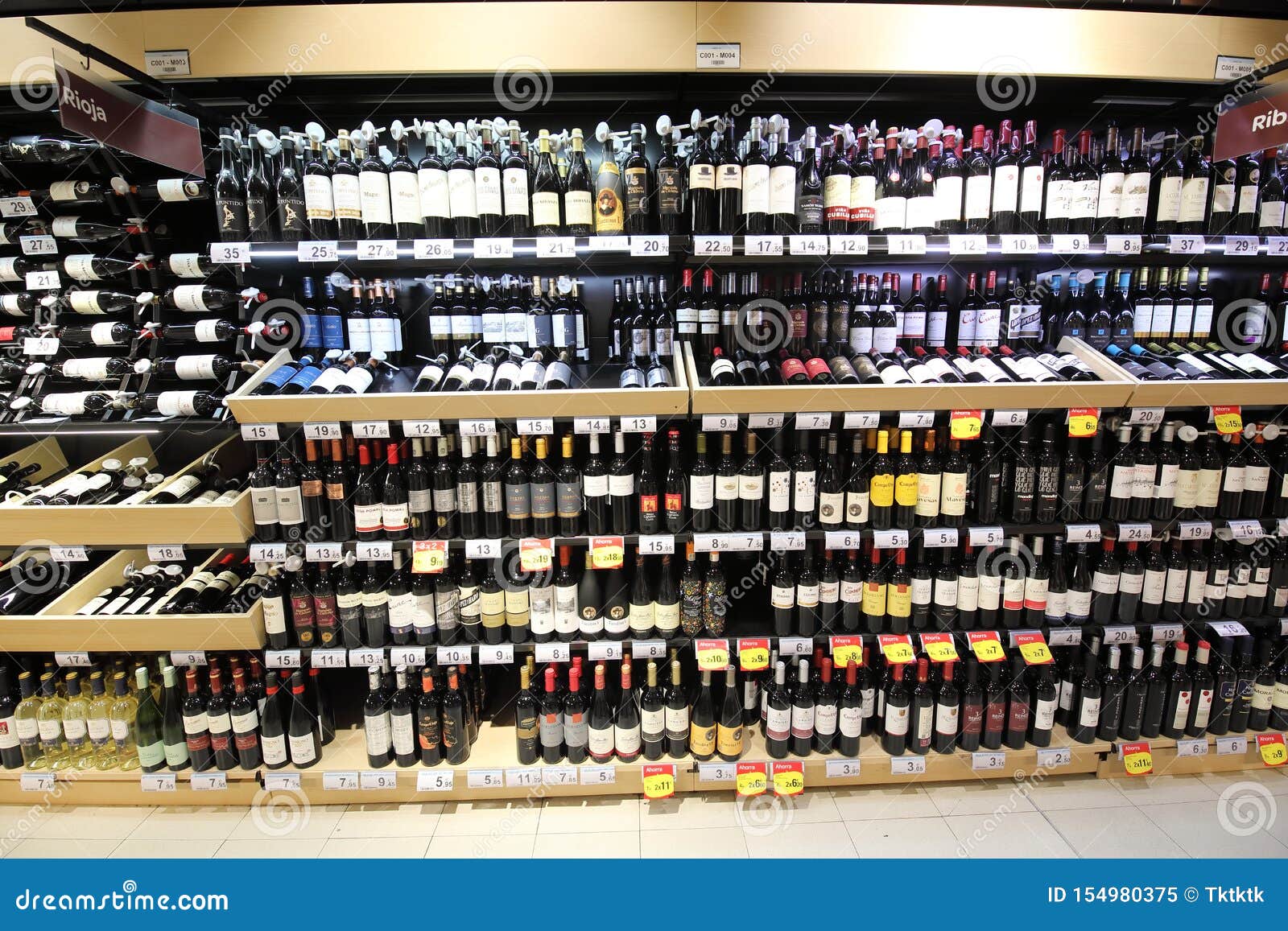 Wine Display Supermarket Madrid Spain Editorial Image Image of bottle