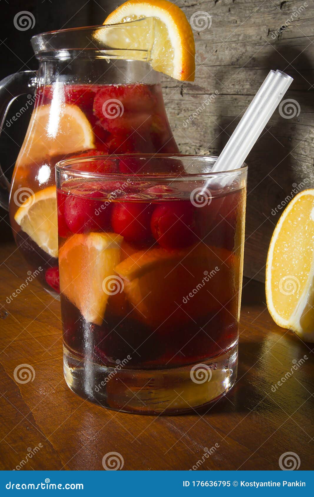 Wine and fruit for punch stock image. Image of martini 176636795