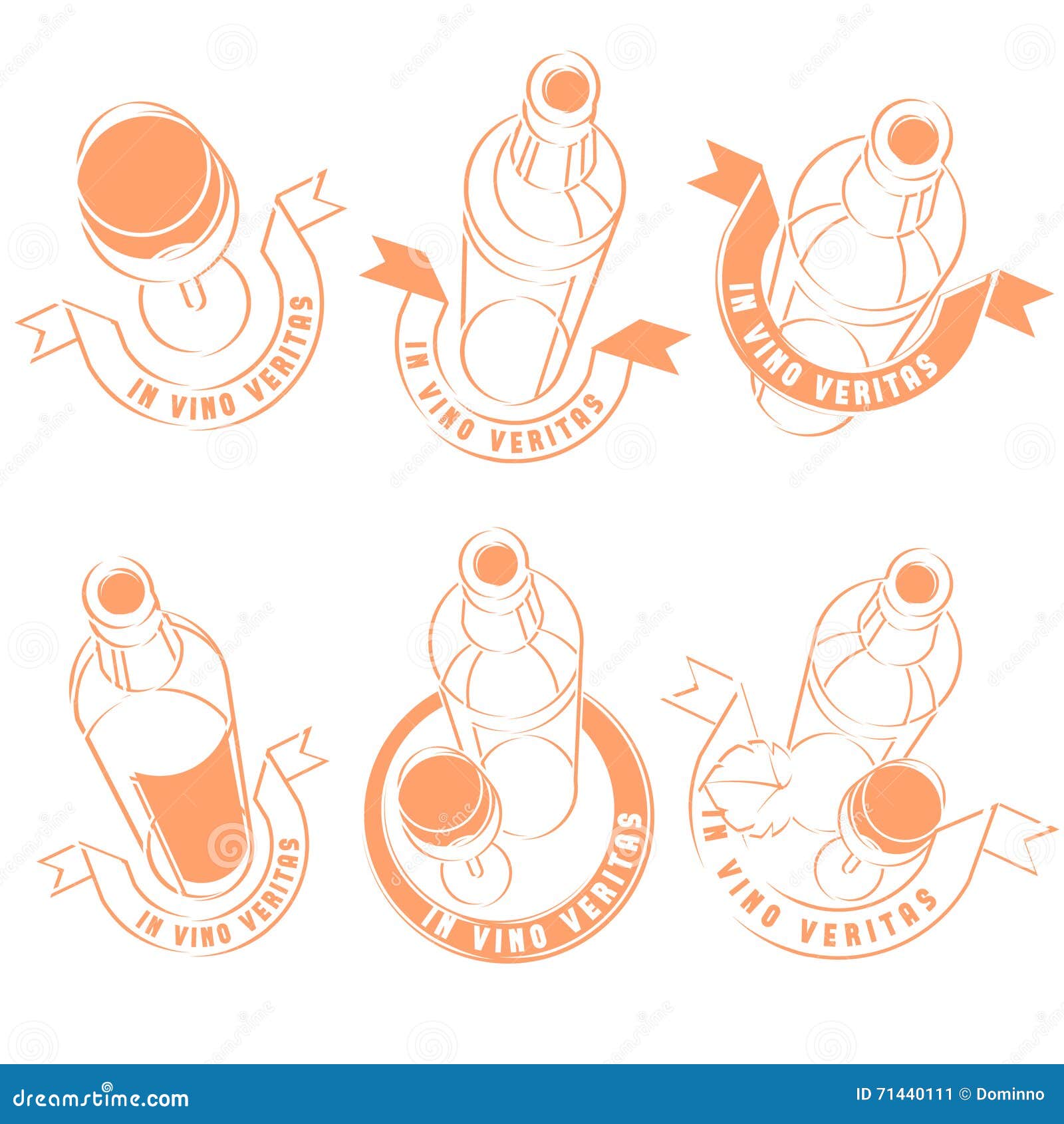 Wine Glass Bottle Label Set Stock Vector Illustration of line, restaurant 71440111