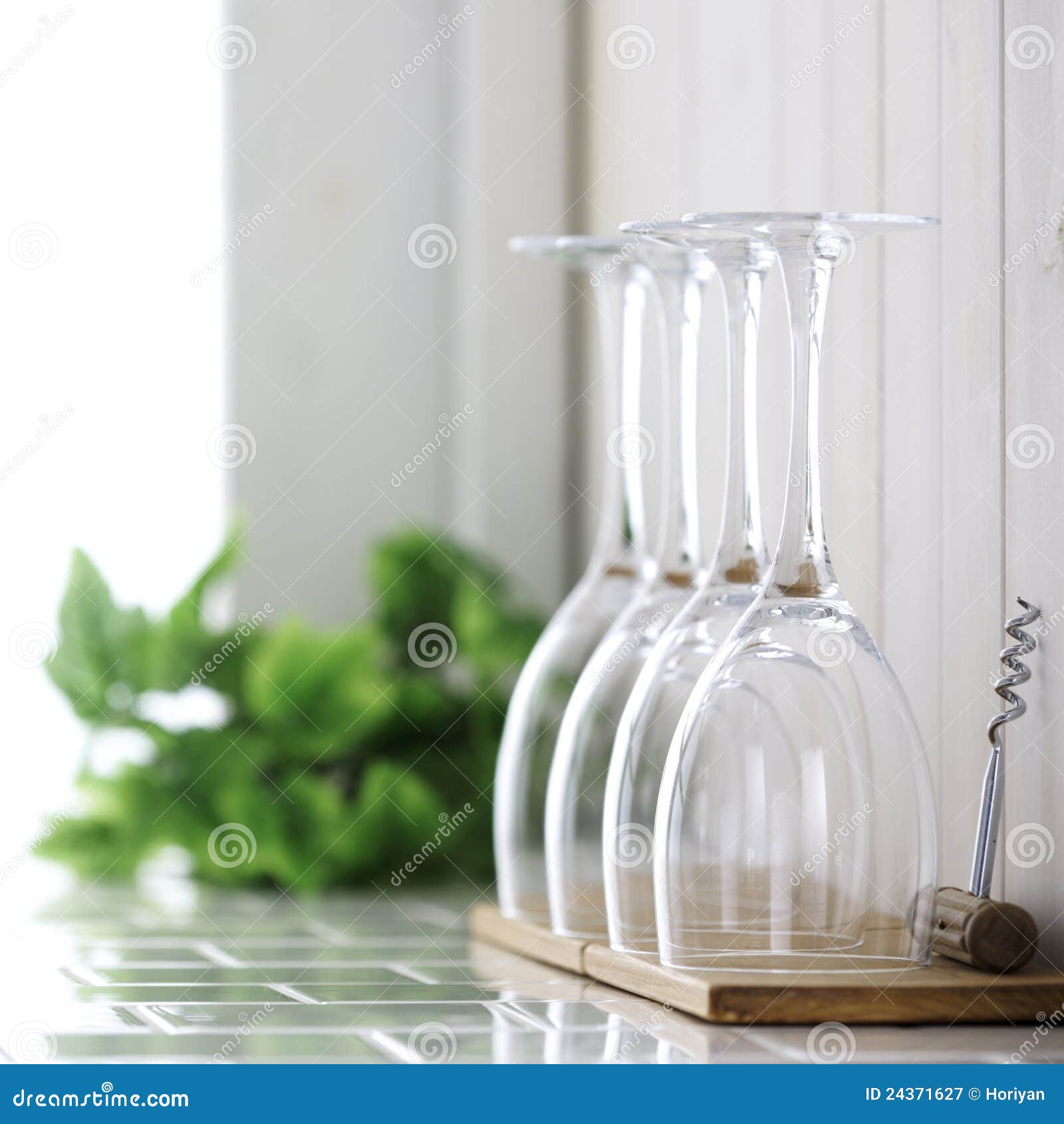 Wine Glass on Kitchen Counter Stock Image - Image of event, design