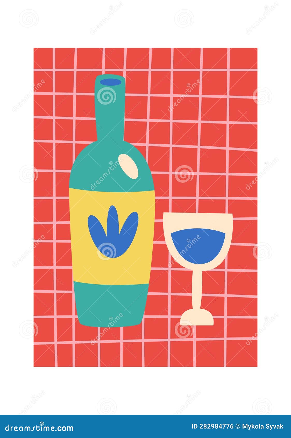 Wine and Glass Painting stock vector. Illustration of wineglass 282984776