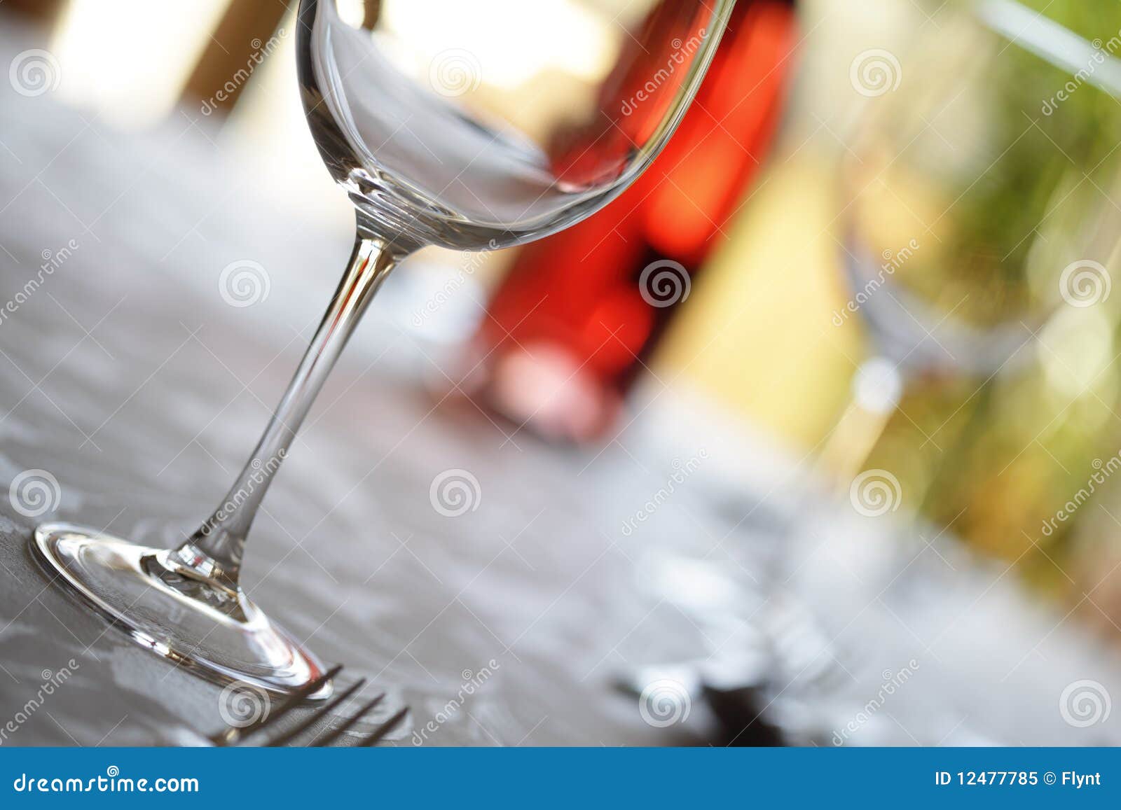 Wine Glass and Place Setting in a Restaurant Stock Image Image of