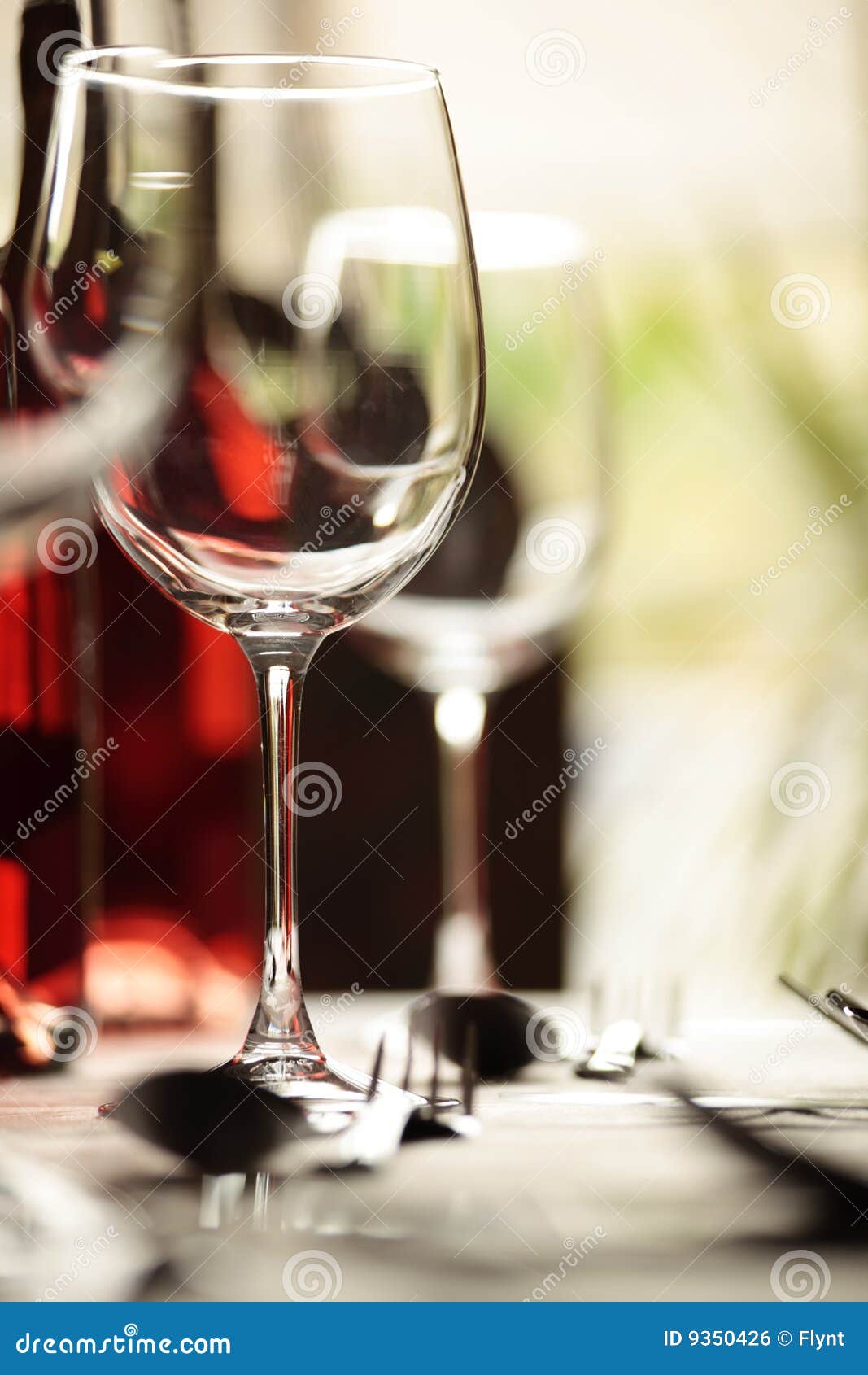 Wine Glass and Place Settings Stock Photo Image of glass, meal 9350426