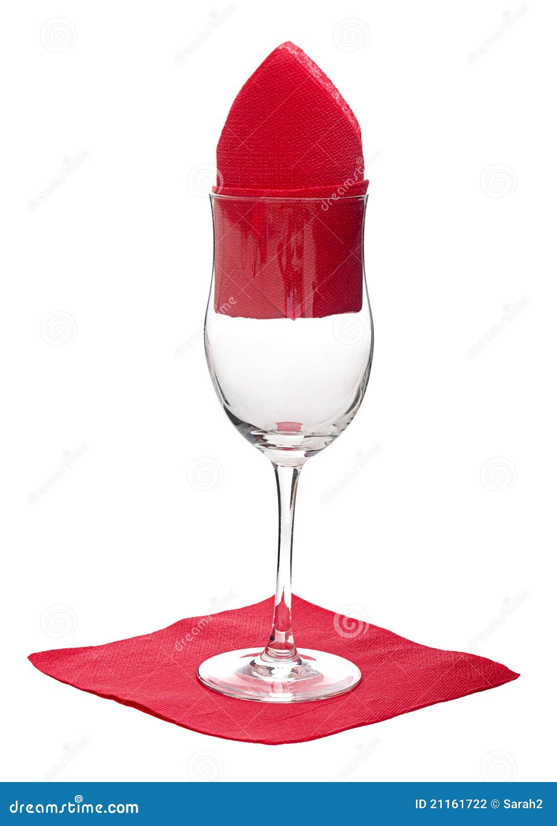 Wine Glass And Red Paper Serviettes, Napkins Stock Photo ...