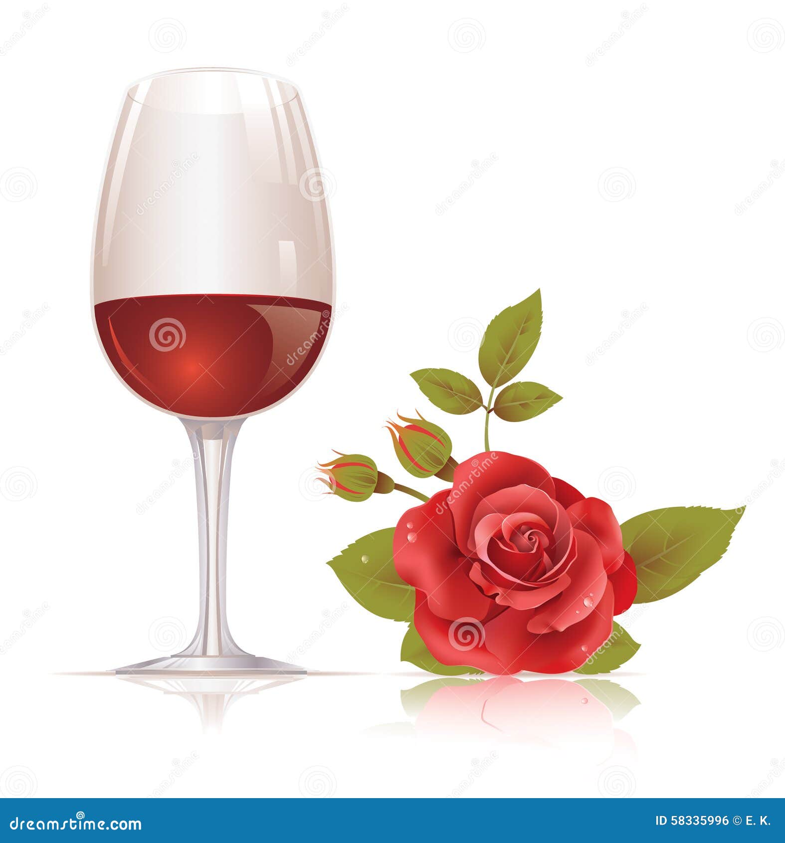 Wine glass and red rose stock vector. Illustration of ...