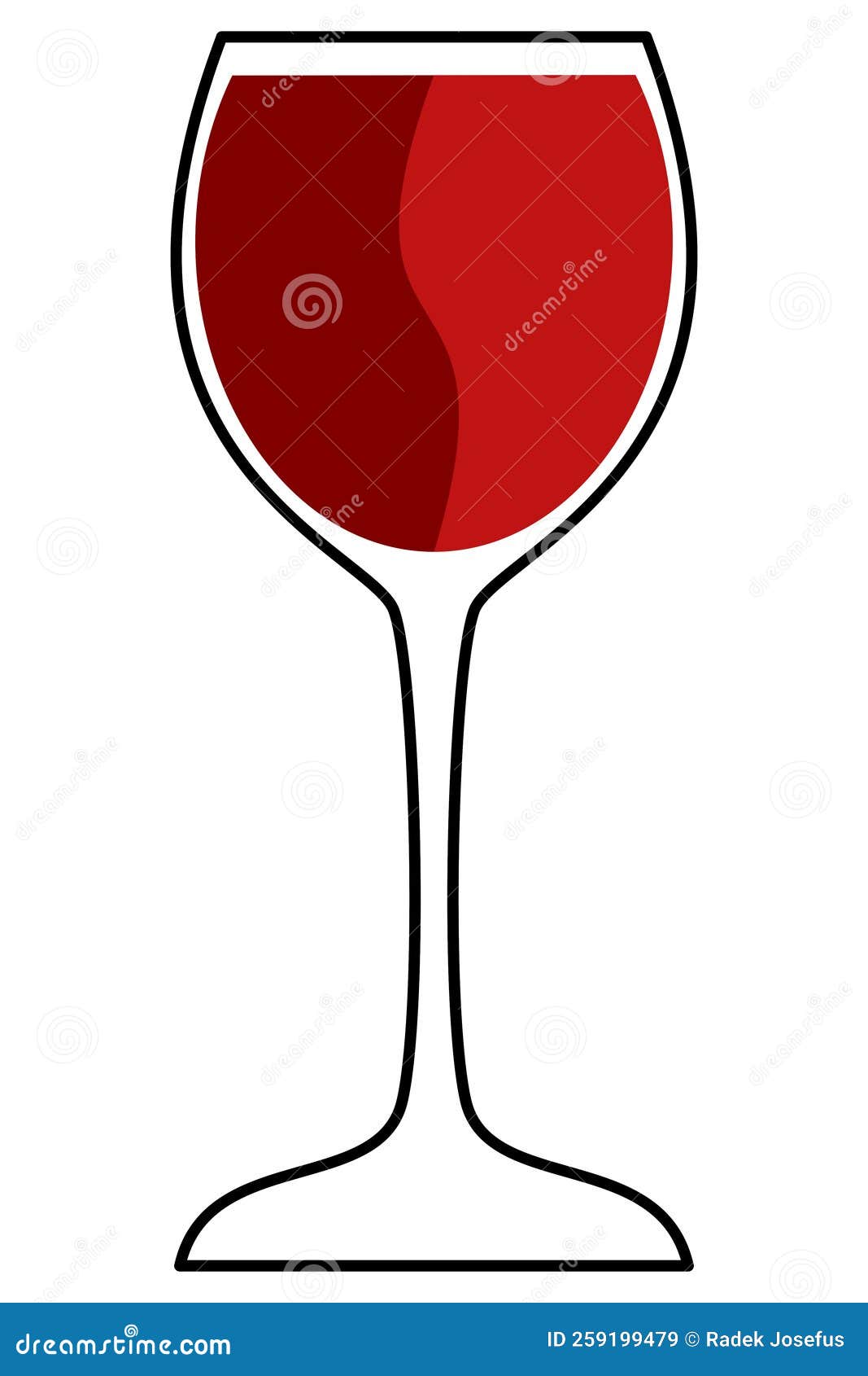 The Wine Glass Symbol with Light and Dark Red Wine Stock Illustration