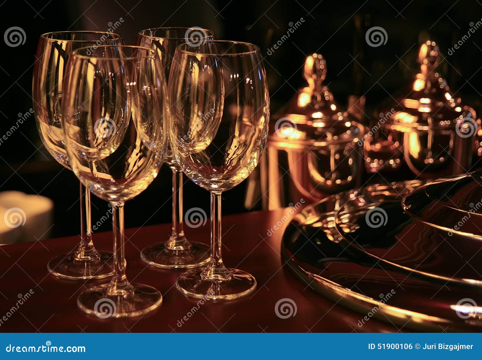 Wine Glasses on Bar Counter Stock Photo Image of food, indoors 51900106