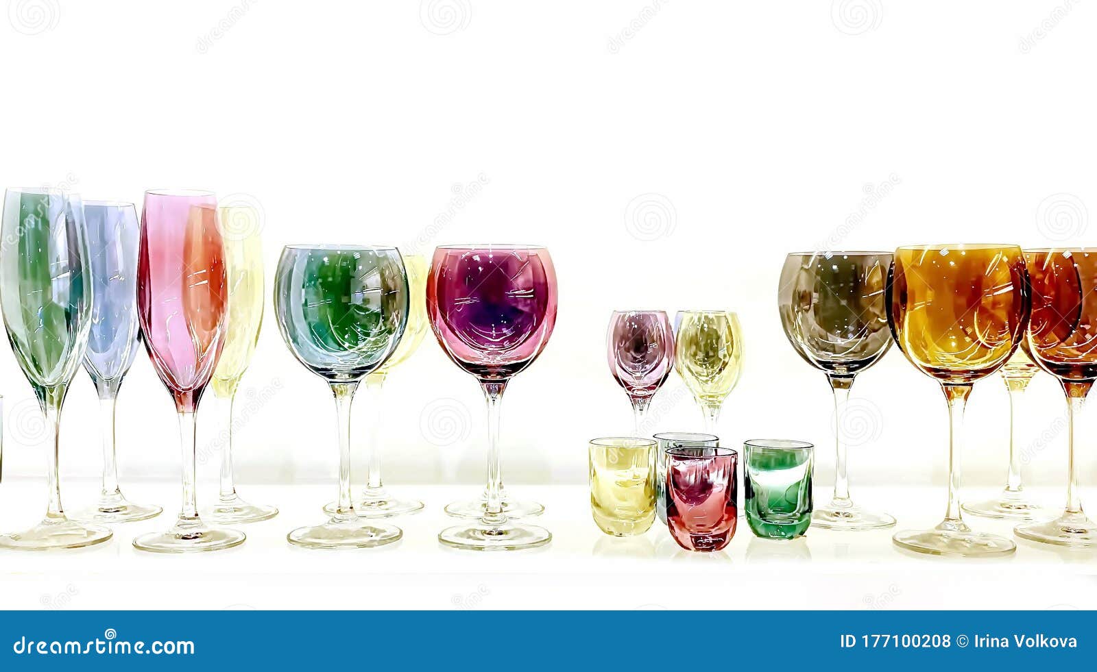 Handmade Art Deco Colored Cocktail Glasses / Wine Glasses Full