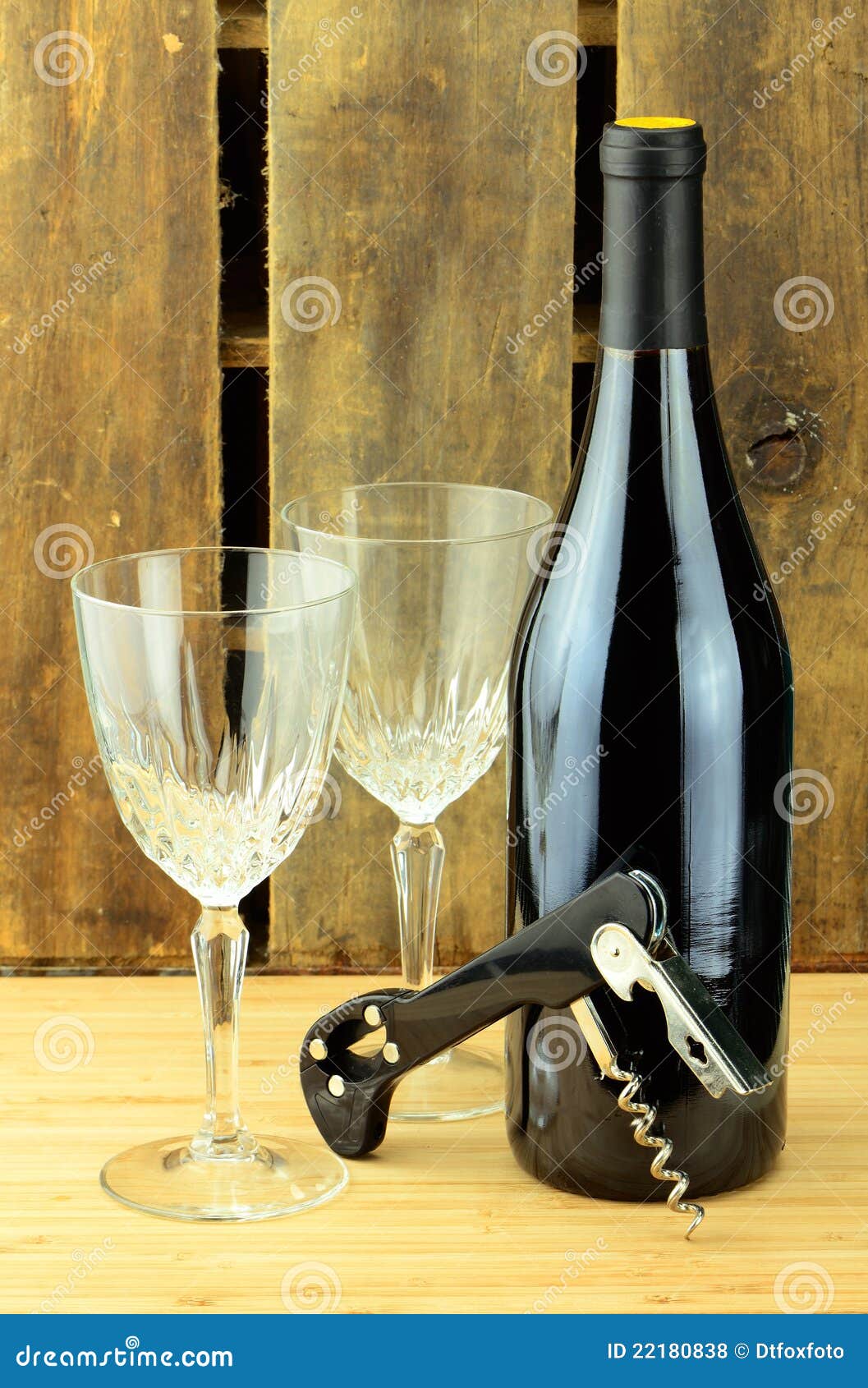 Wine and Glasses Corkscrew stock photo. Image of barrel 22180838