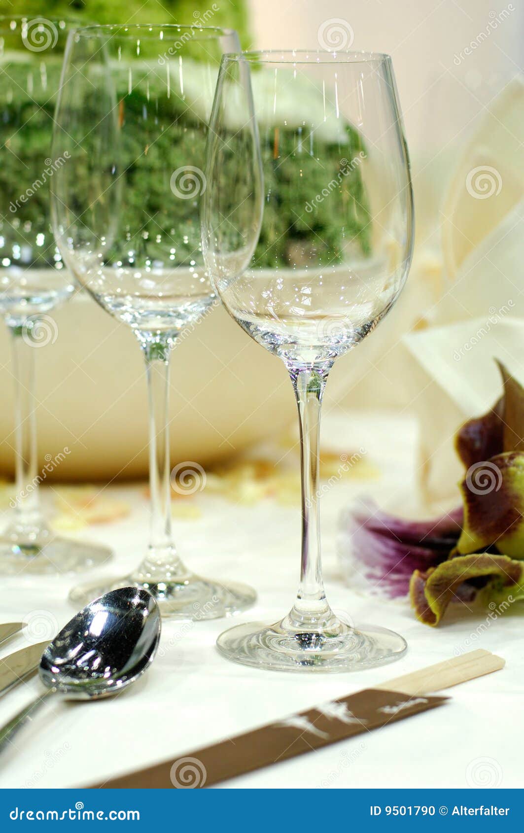 Wine Glasses on Dining Table Stock Photo Image of napkin, luxury 9501790