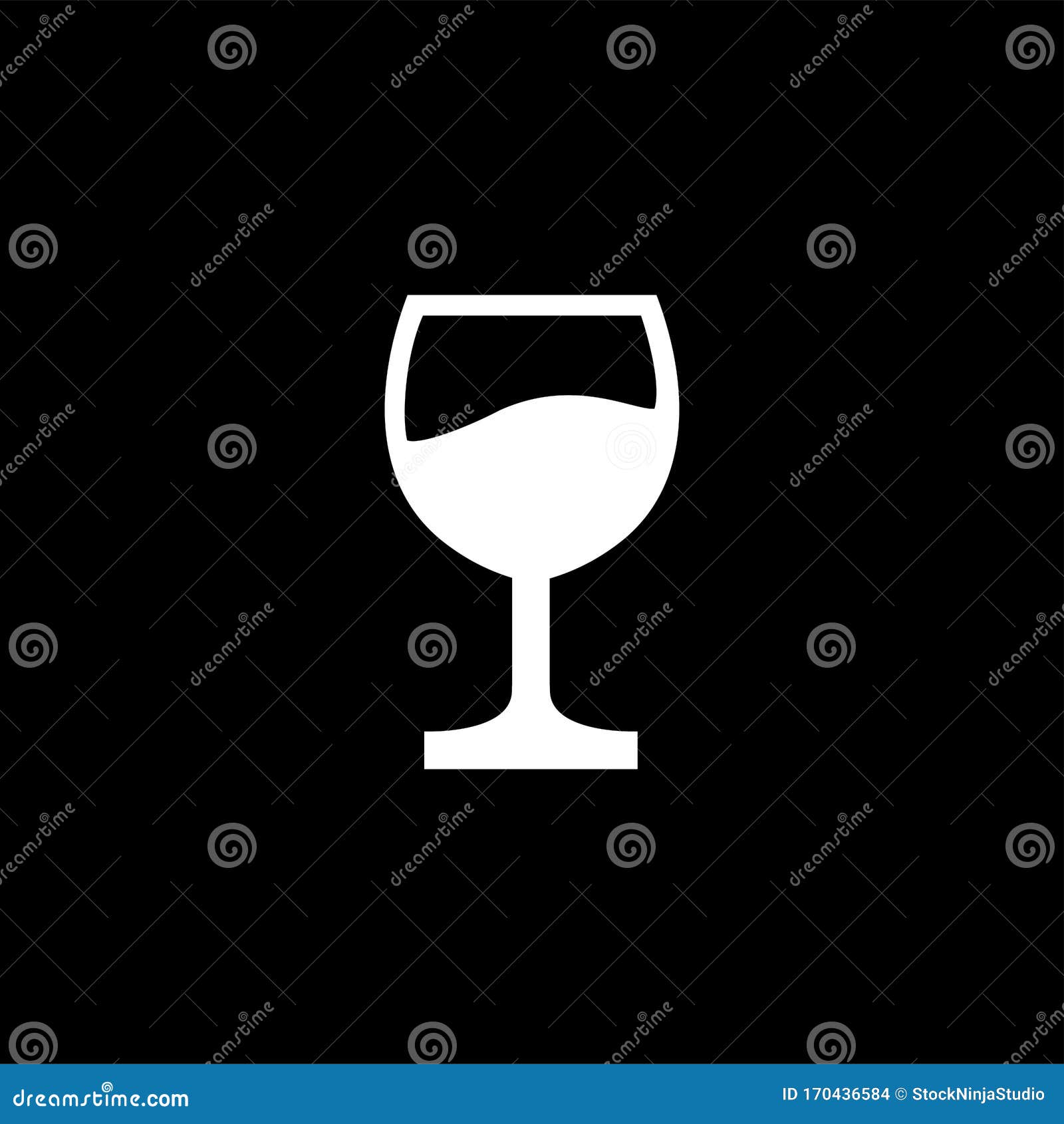 Wine Glasses Icon on Black Background. Black Flat Style Vector