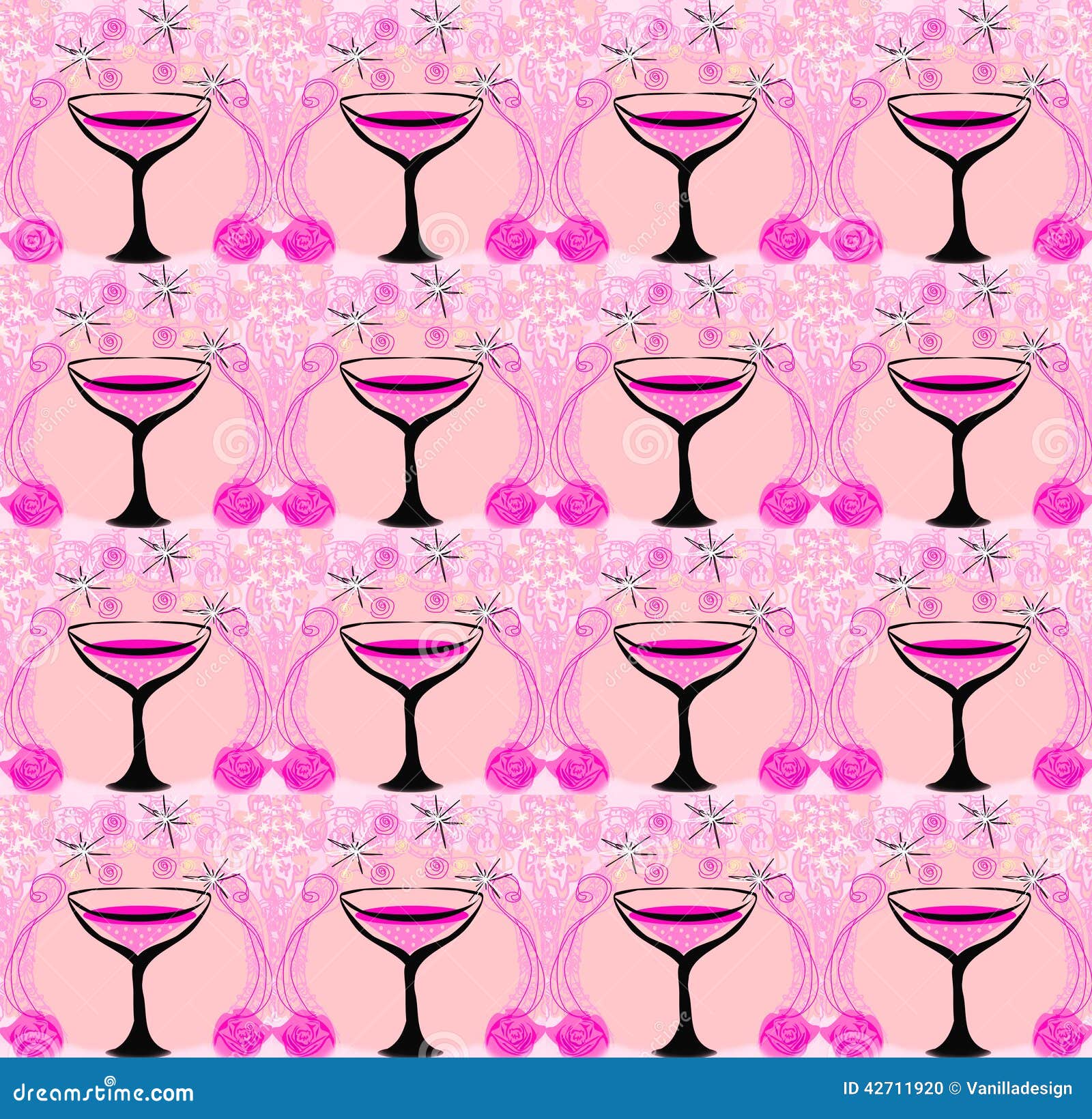 Wine glasses pattern stock illustration. Illustration of champagne