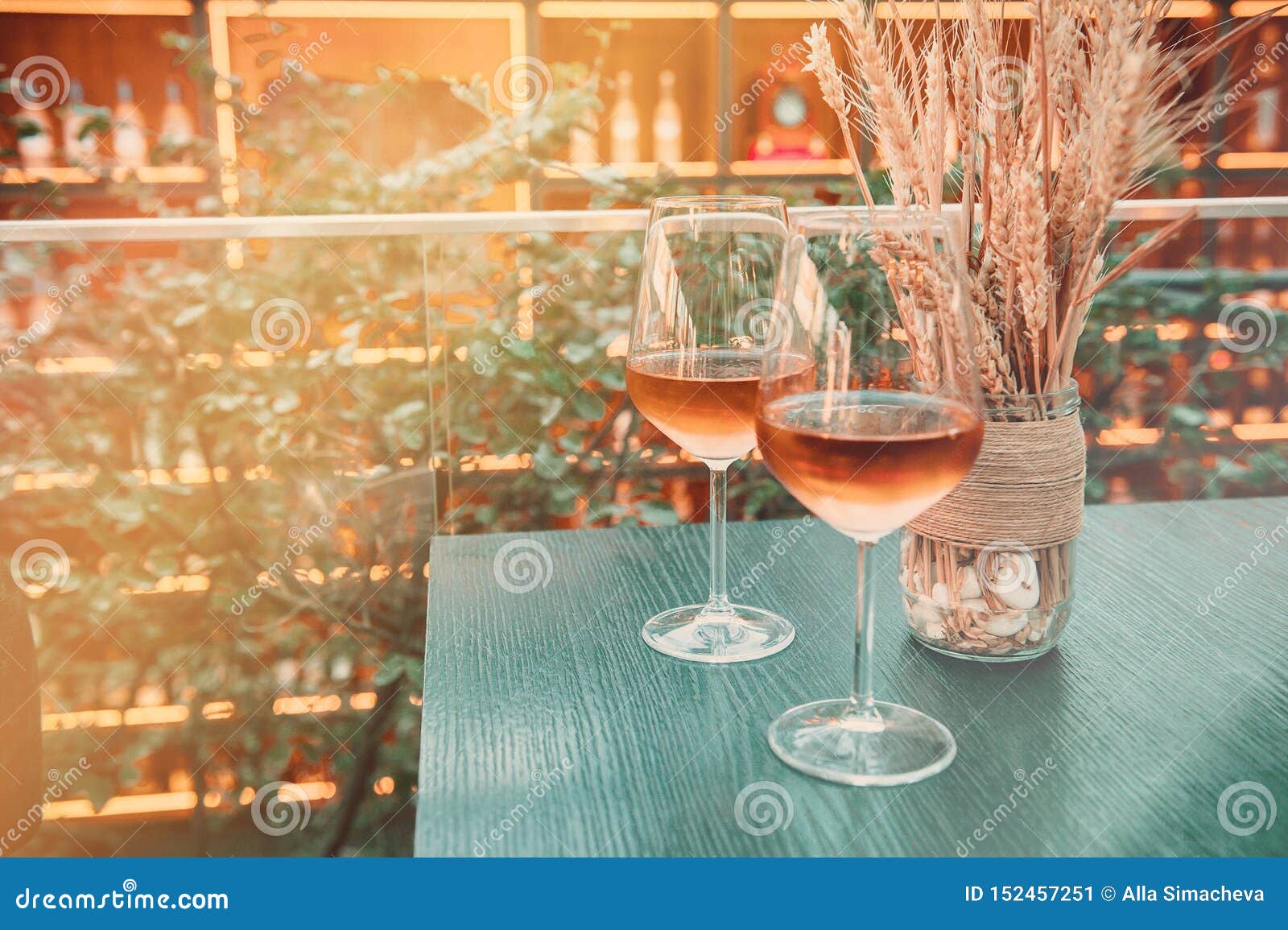 Wine Glasses in a Restaurant Setting. Stock Image Image of heart