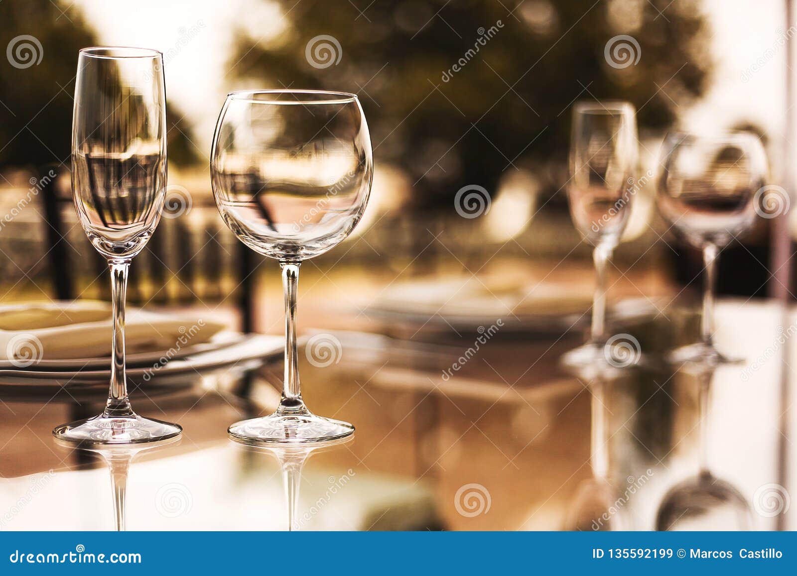 Wine Glasses and Table Setup, Wedding Guest Table, Reception Layout