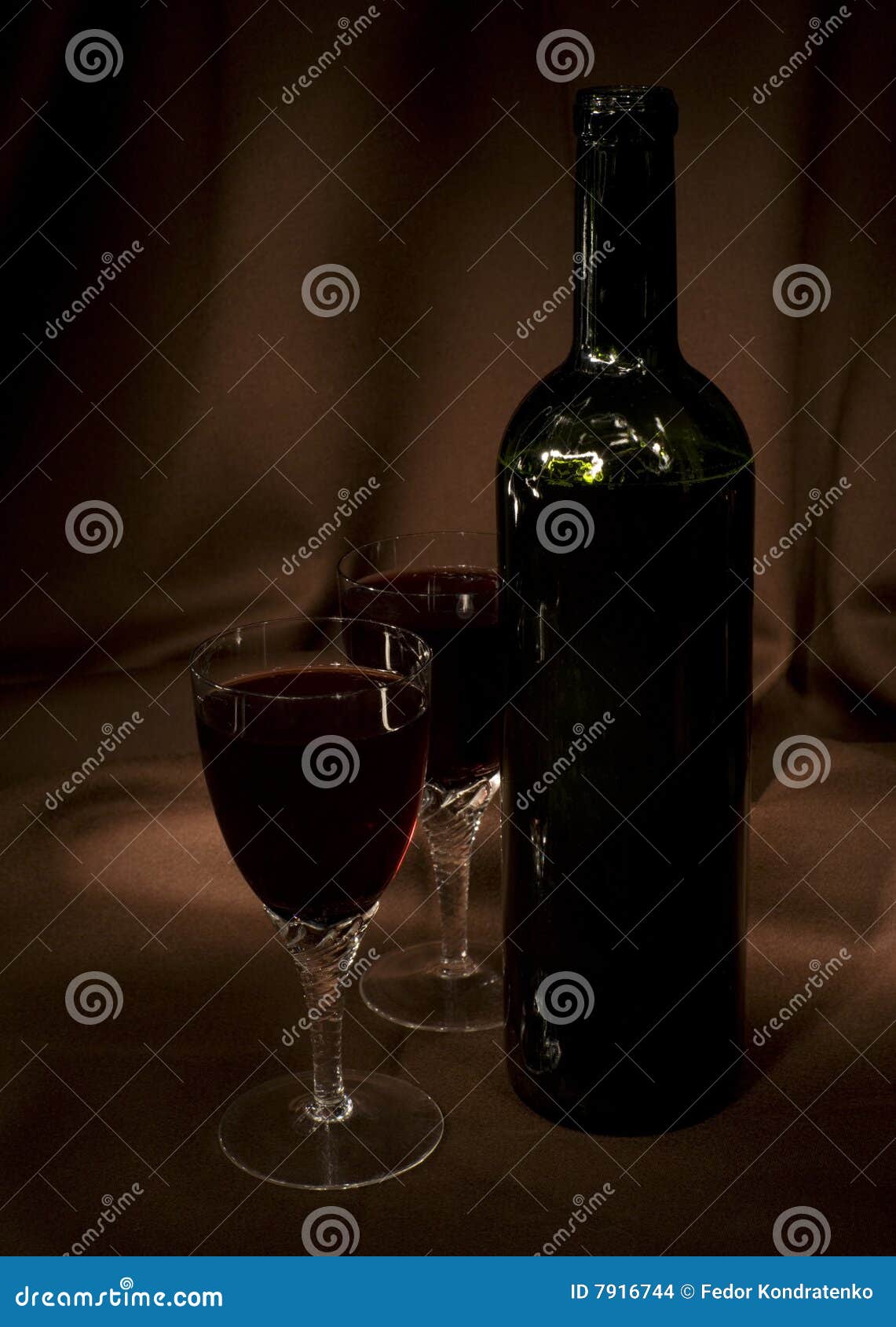 Wine and Glasses with Wine, Low Key Stock Photo Image of simple