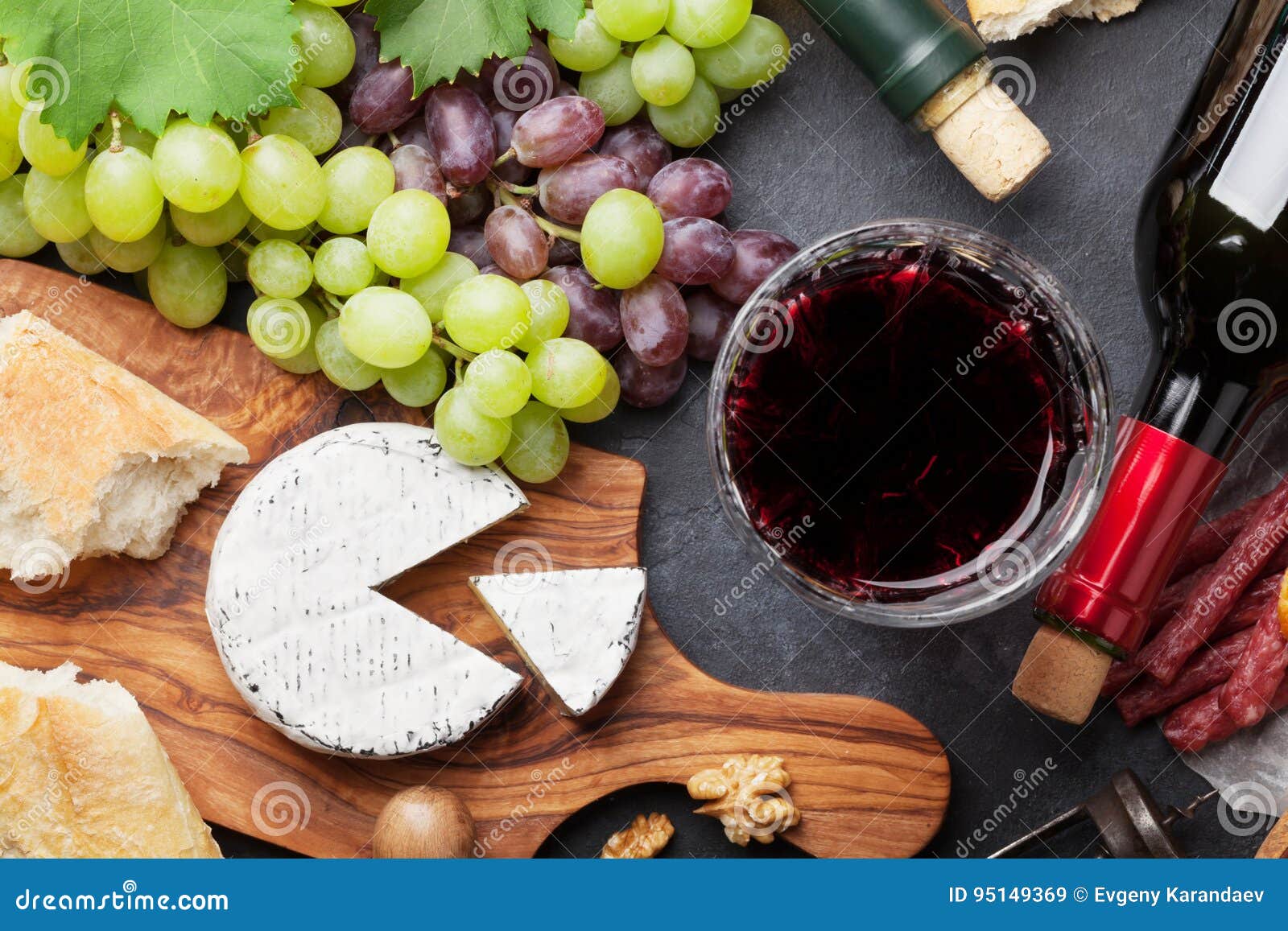 Wine, Grape, Cheese, Sausages Stock Image Image of appetizer, marble