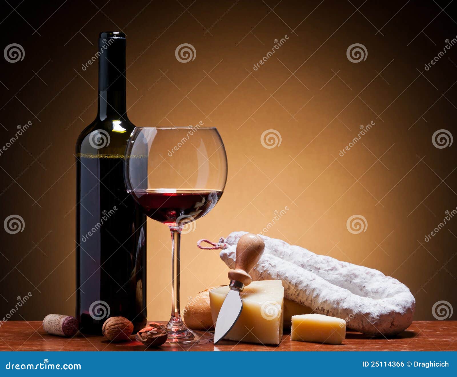 Wine, Hard Cheese and Salami Stock Photo Image of cheese, knife 25114366