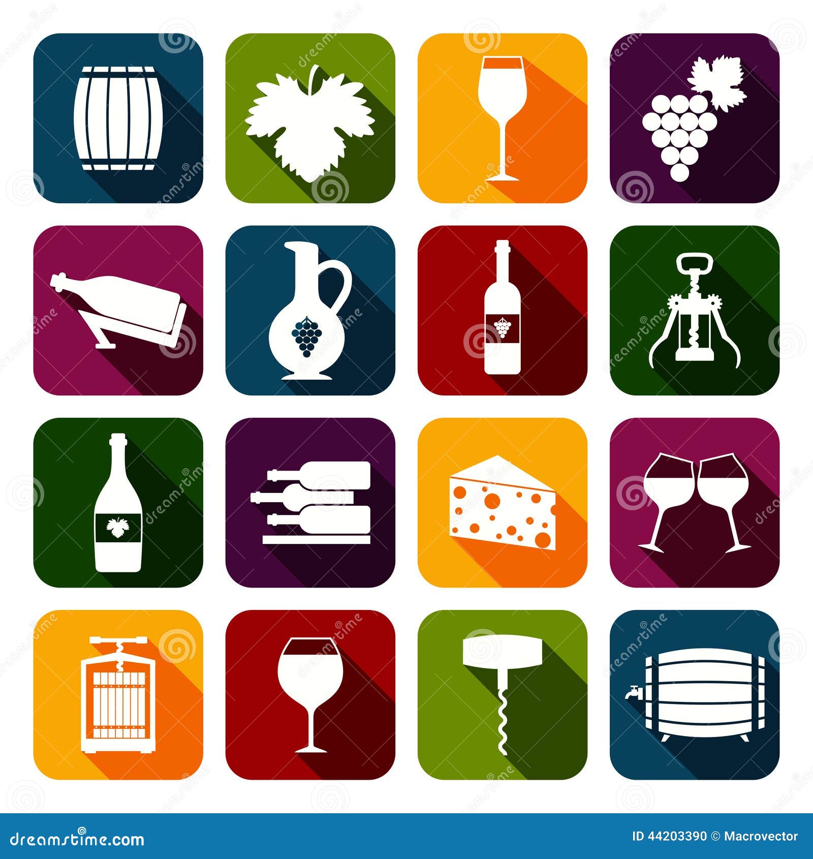 Wine icons set flat stock vector. Illustration of isolated 44203390