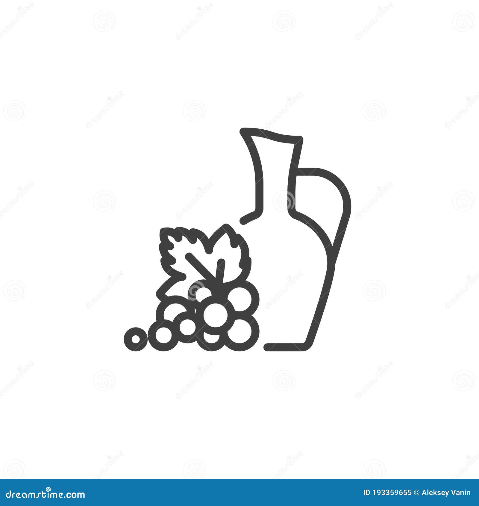 Wine Jar and Grapes Line Icon Stock Vector - Illustration of graphics,  homemade: 193359655