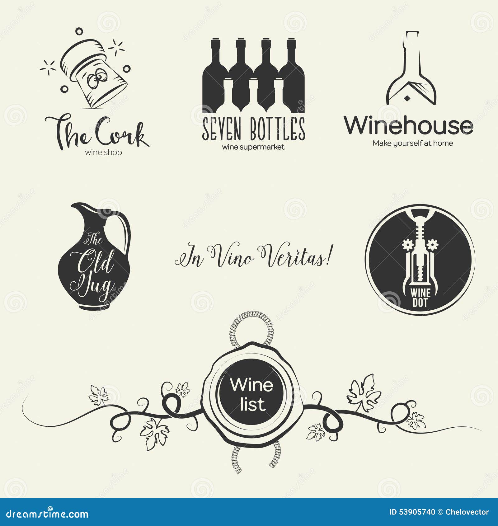 Wine Logos and Design Elements Stock Vector Illustration of cork
