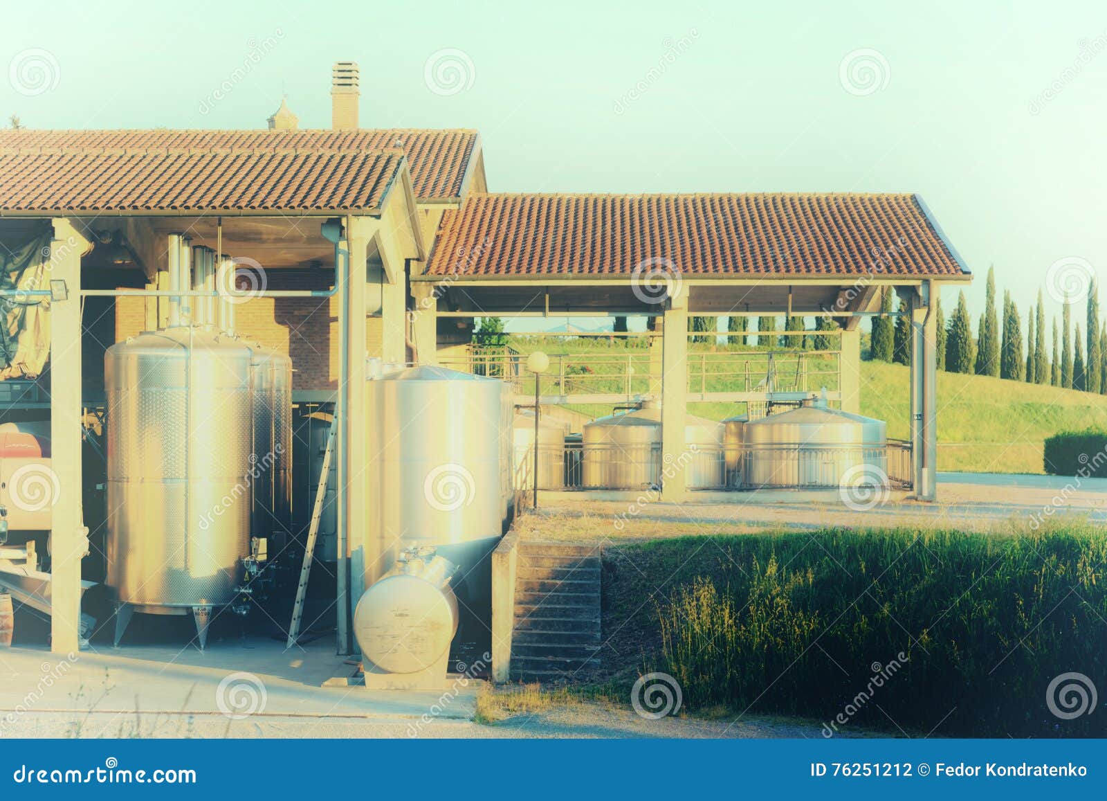 Winemaking plant, toned stock photo. Image of metal 76251212