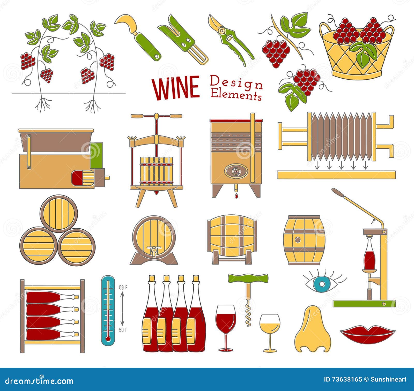 Clarification Process, Winery Production Equipment Vector Illustration