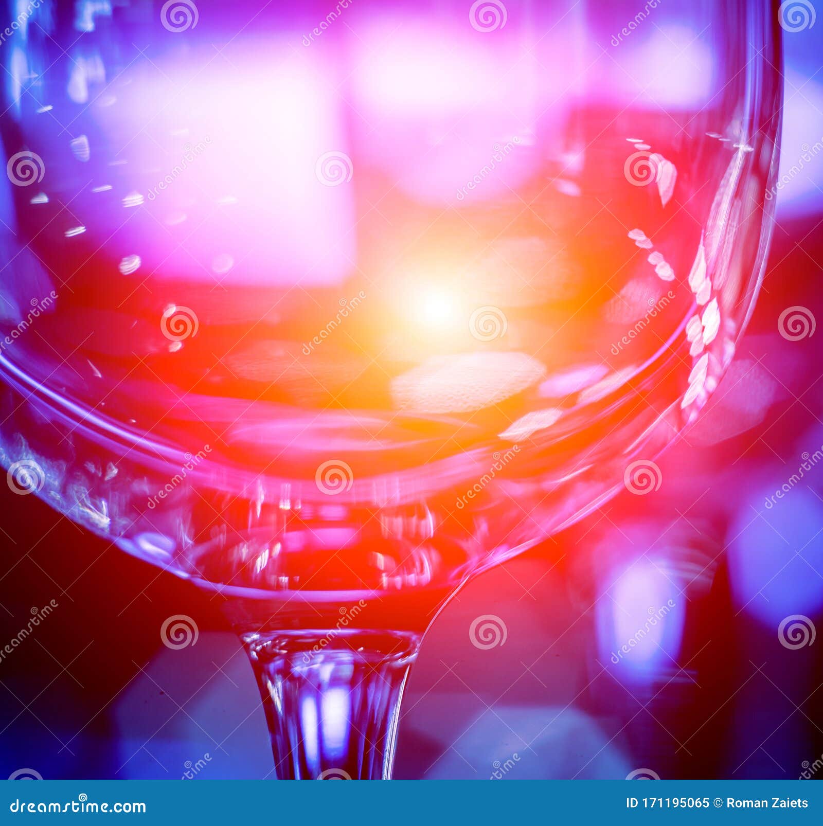 Wine and Martini Glasses in Shelf Above a Bar Rack in Restaurant. Stock
