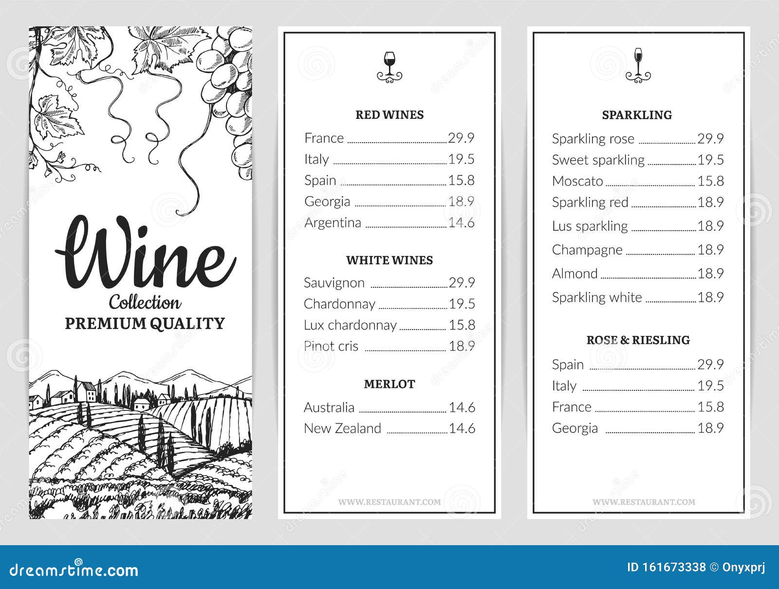 Wine Menu. Wine Card Template. Vector Grape Sketch, Drink Menu For Free Wine Menu Template