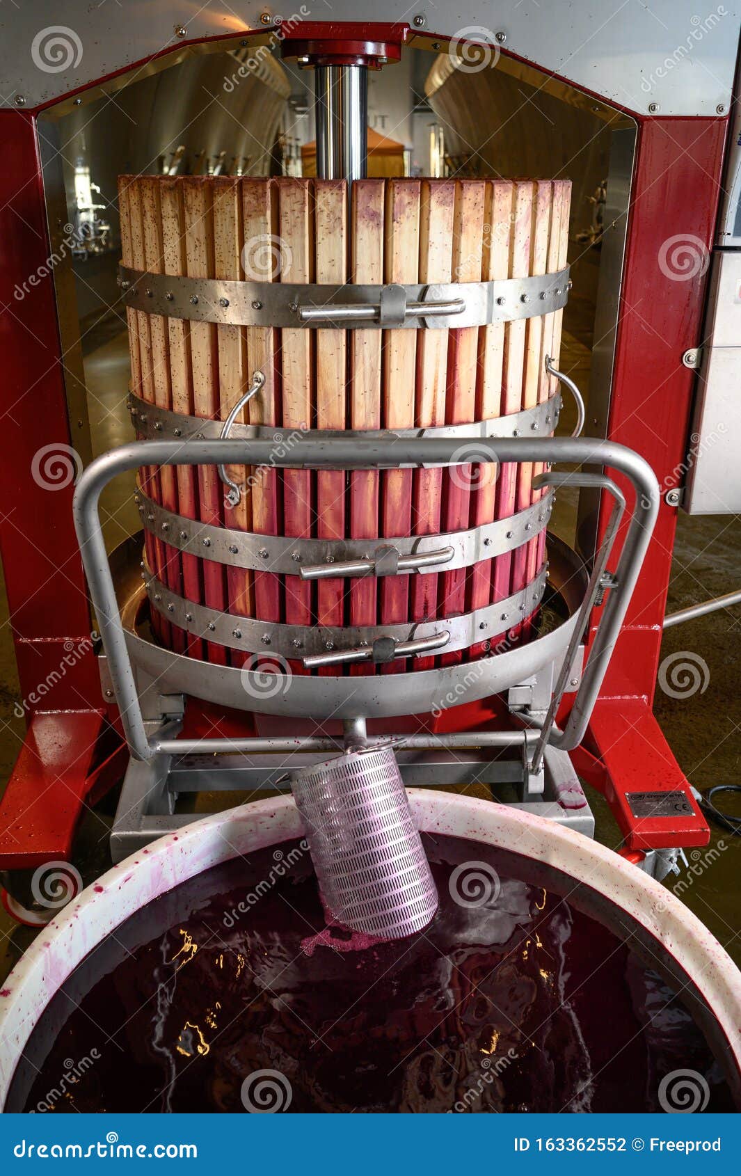 Wine Mixing during Fermentation Process, Grape Press, Bordeaux Vineyard