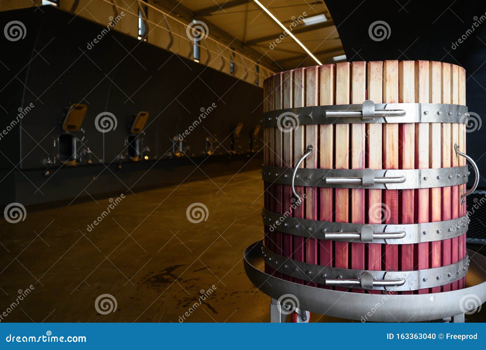 Wine Mixing during Fermentation Process, Grape Press, Bordeaux Vineyard