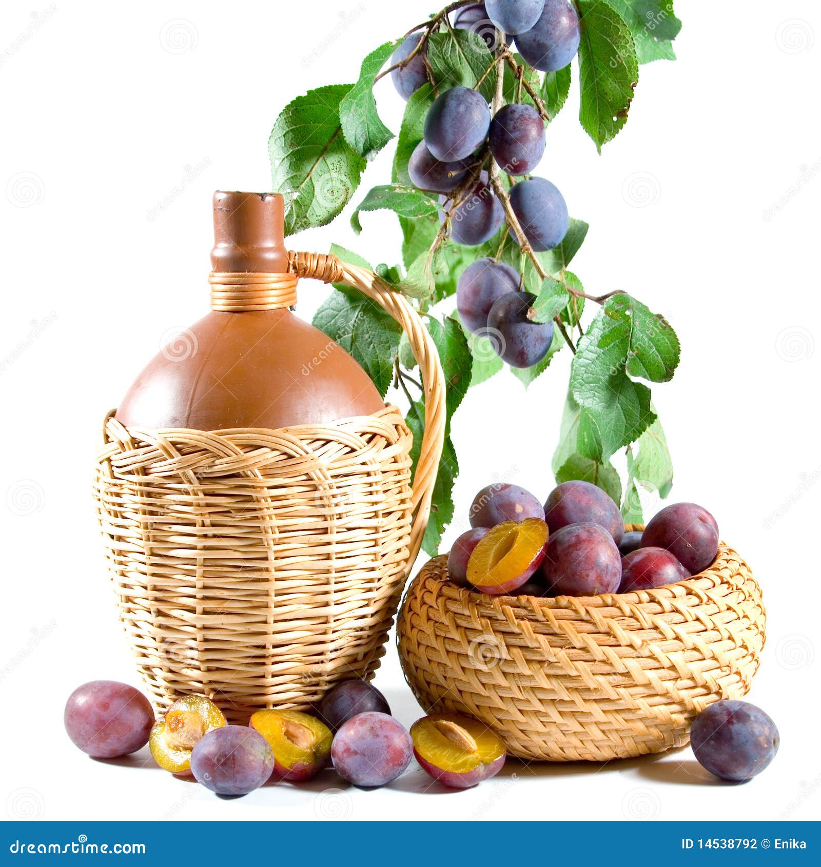Wine and plums stock photo. Image of basket, brown, sweet 14538792
