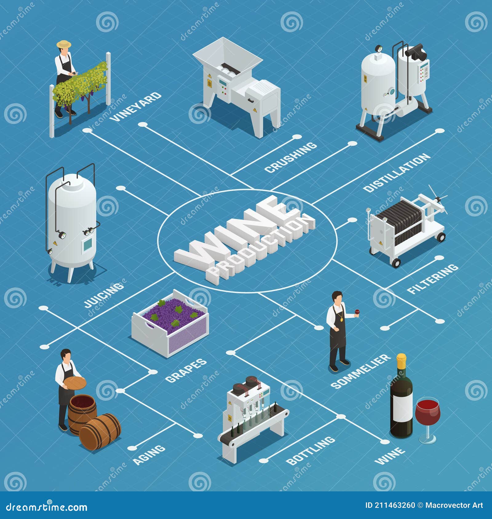 Wine Production Isometric Flowchart Stock Vector - Illustration of ...