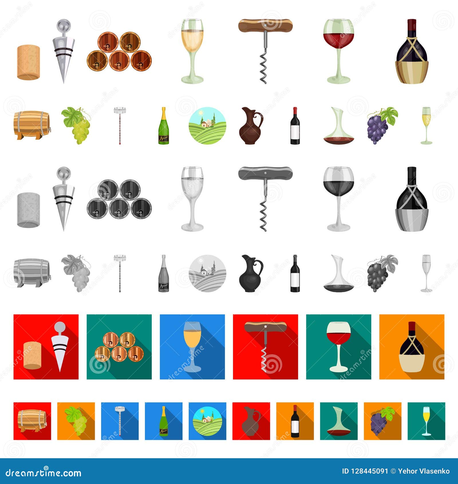 Wine Products Cartoon Icons in Set Collection for Design. Equipment and ...